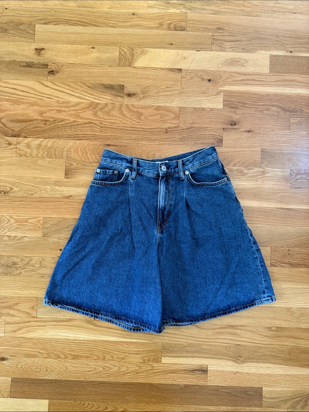 COS Dark Blue High-Rise Denim Shorts